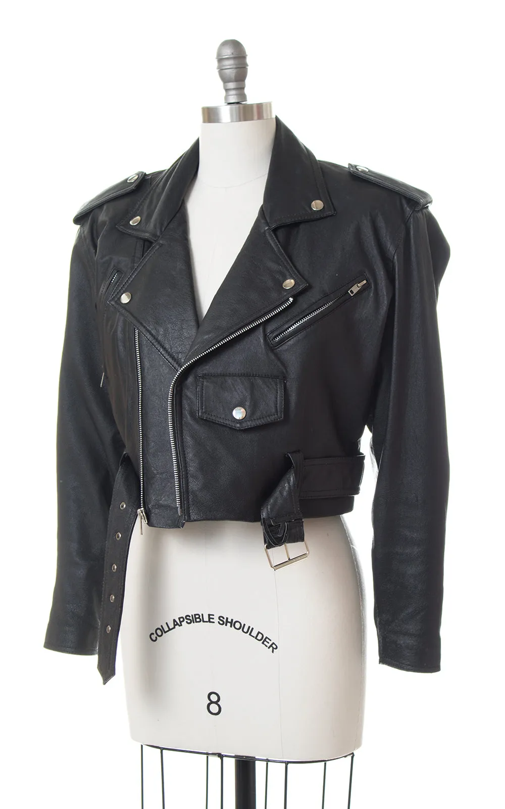 1980s Wilsons Leather Cropped Motorcycle Jacket (medium)