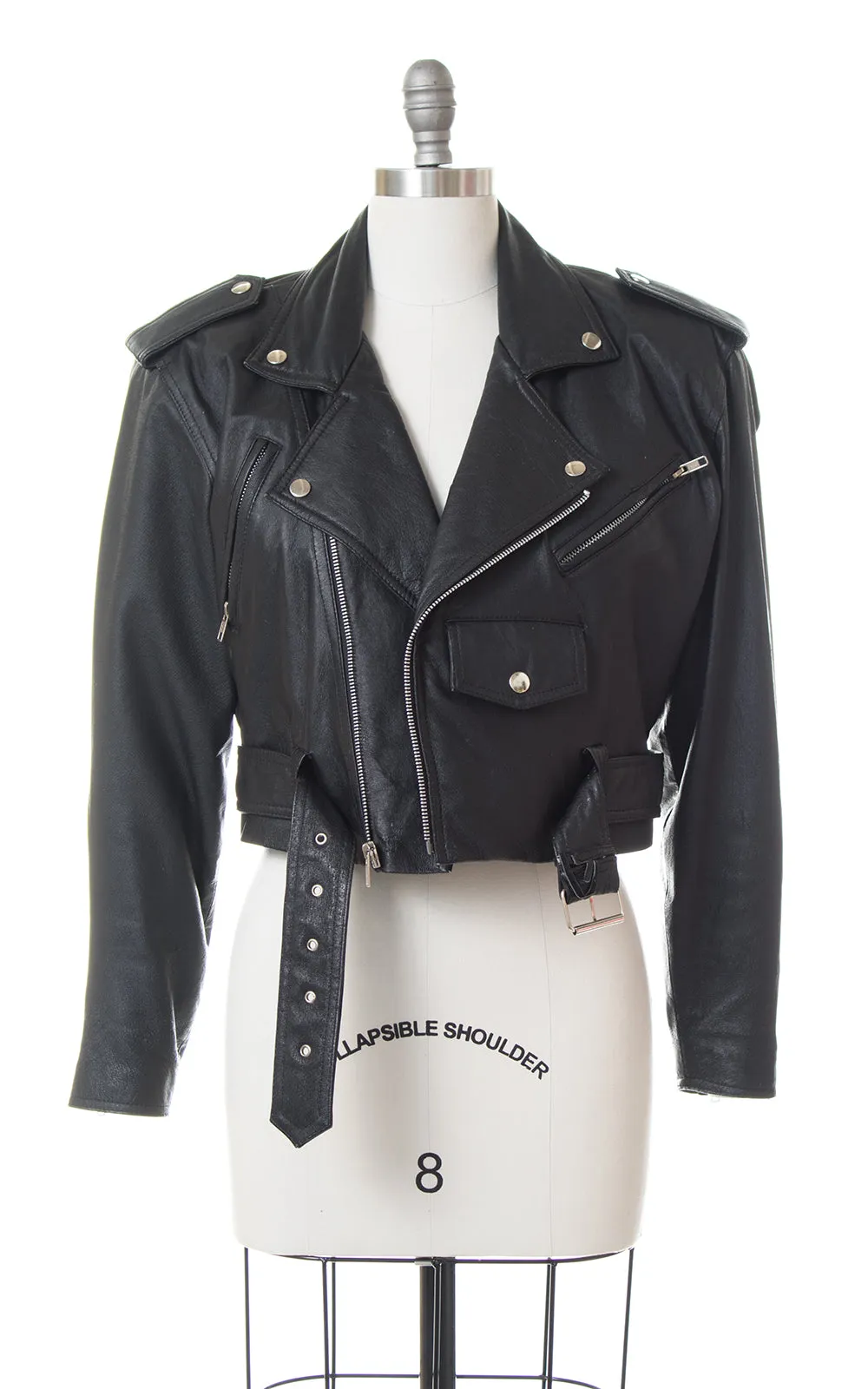 1980s Wilsons Leather Cropped Motorcycle Jacket (medium)