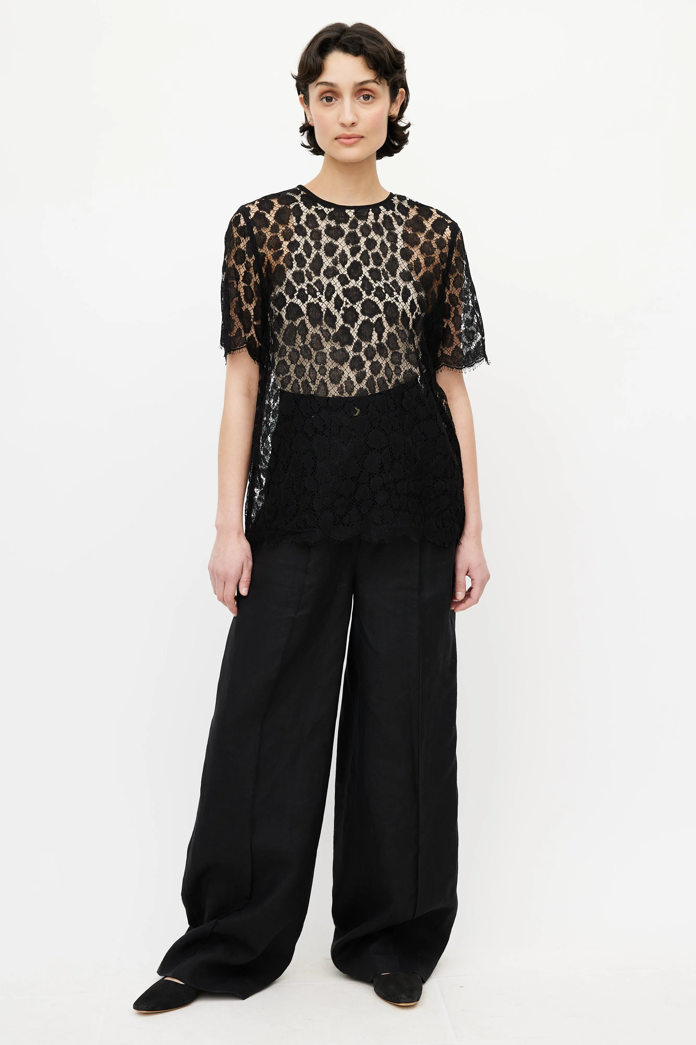 Black Lace Sheer Top