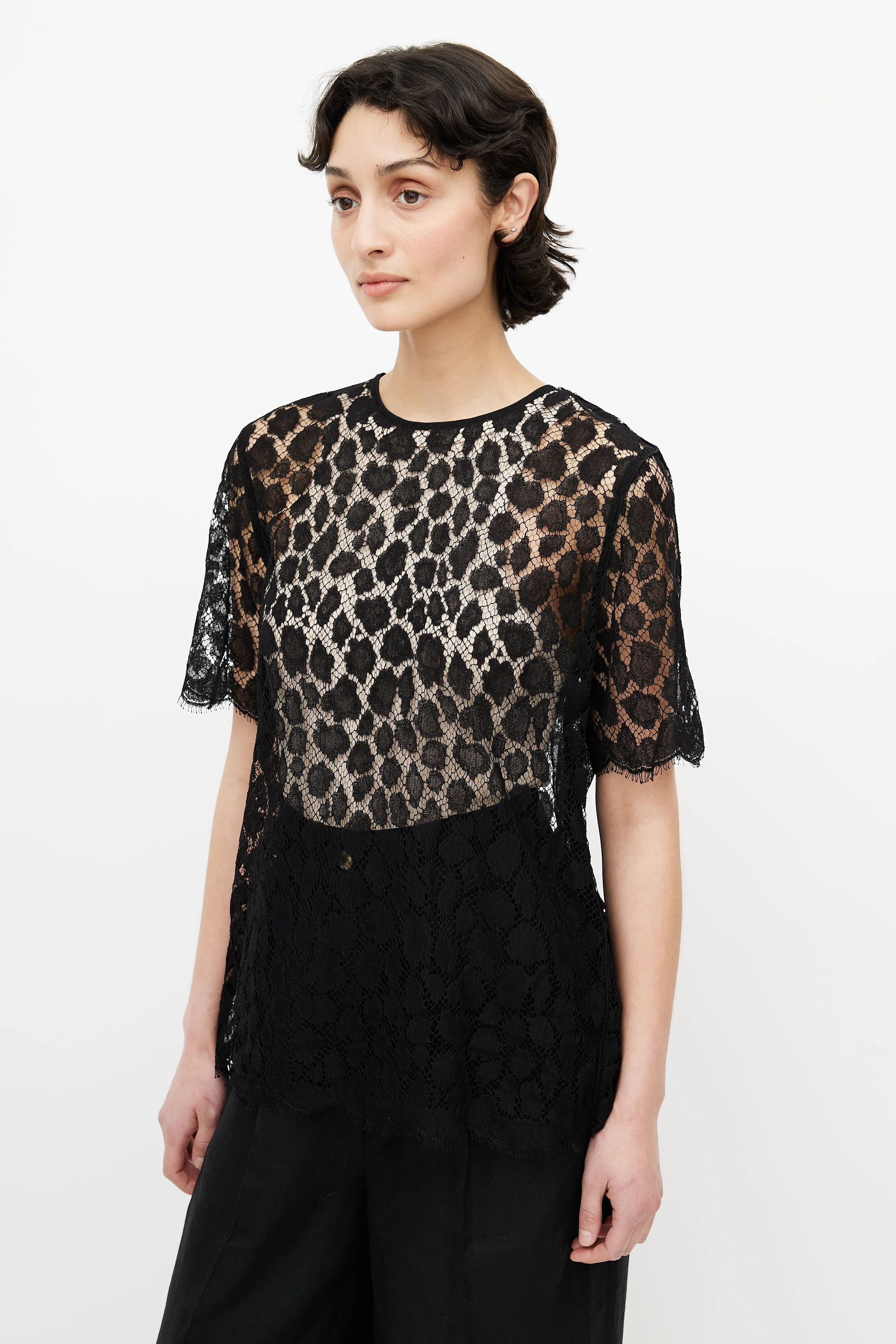Black Lace Sheer Top