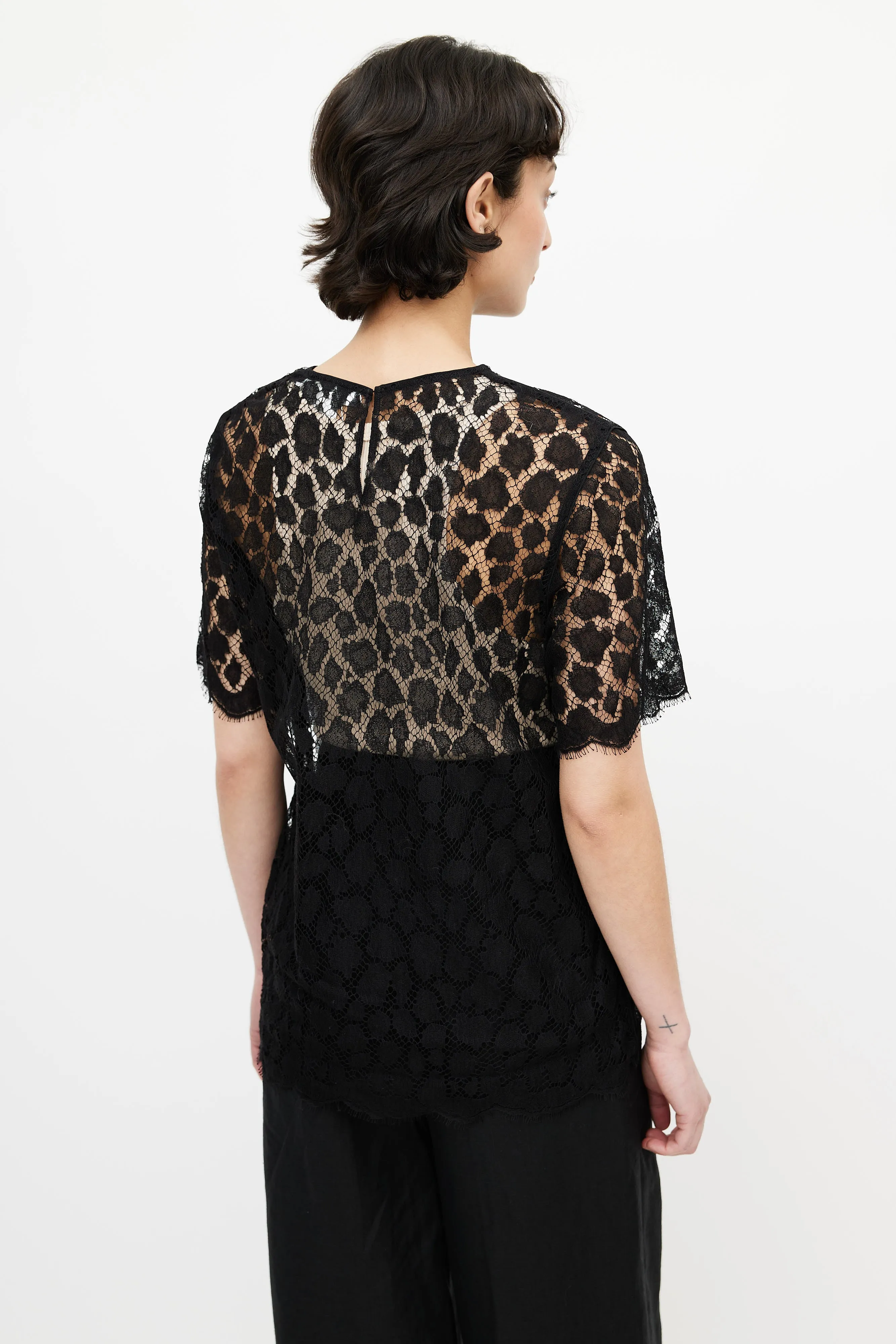 Black Lace Sheer Top