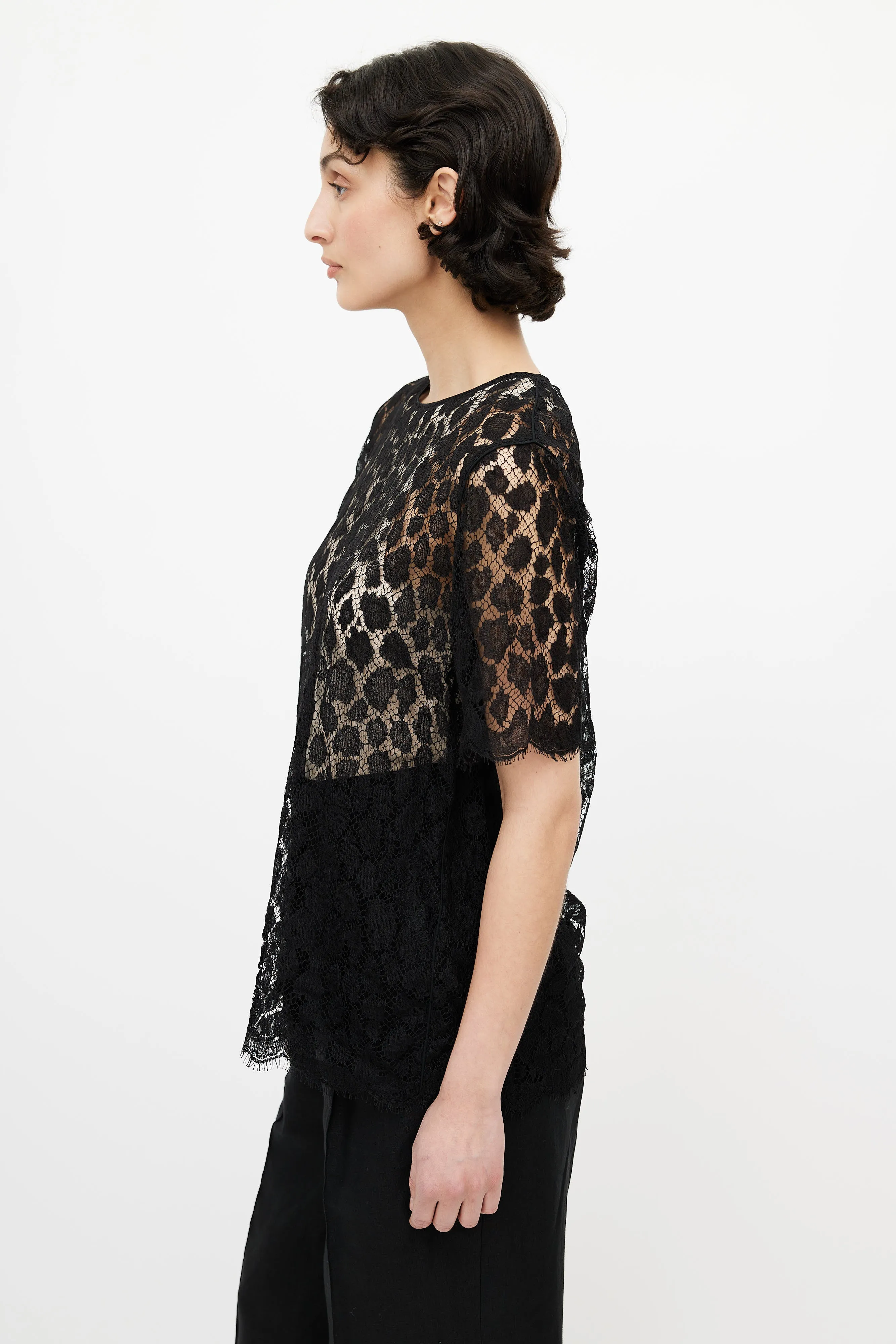 Black Lace Sheer Top