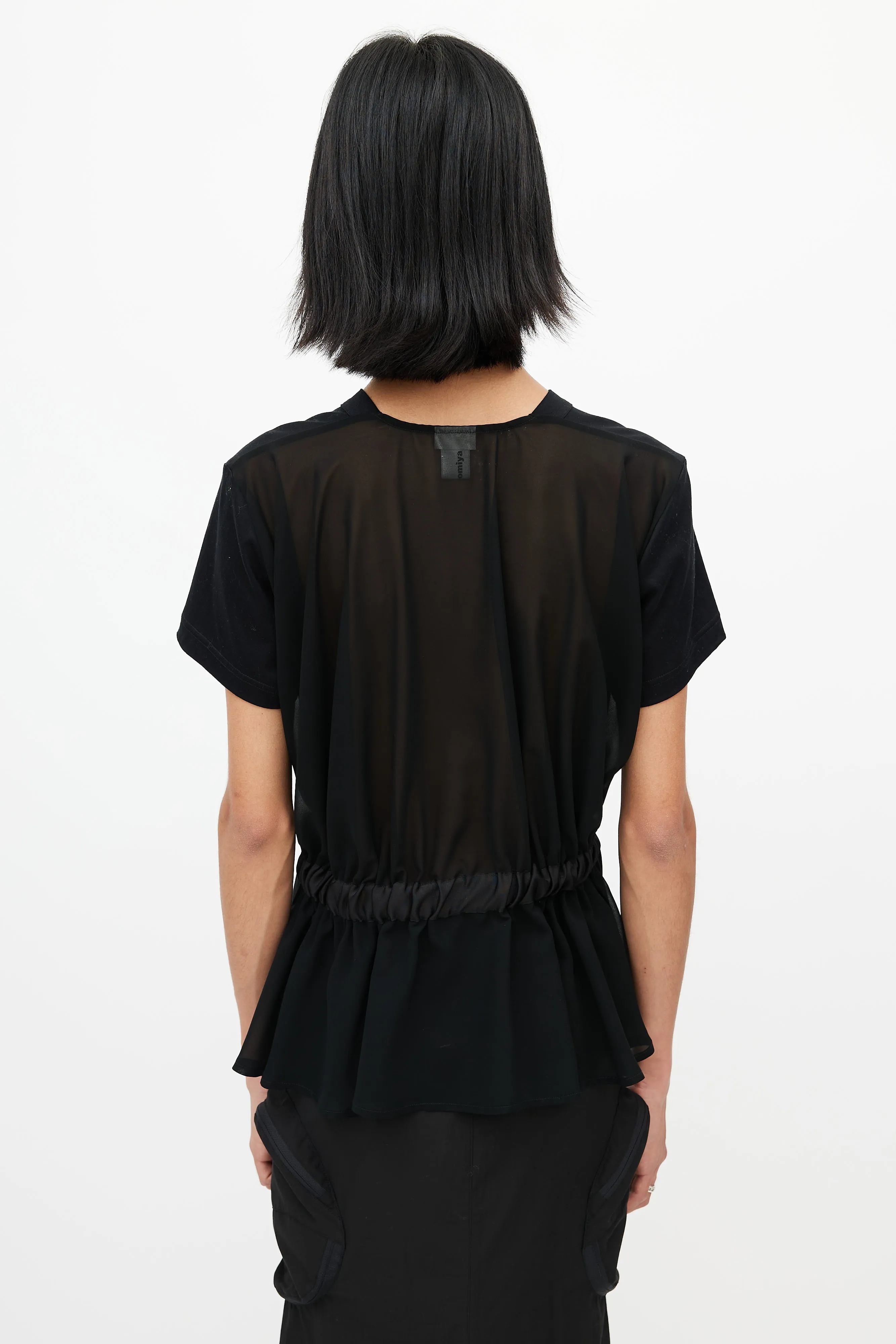 Black Sheer Belted T-Shirt