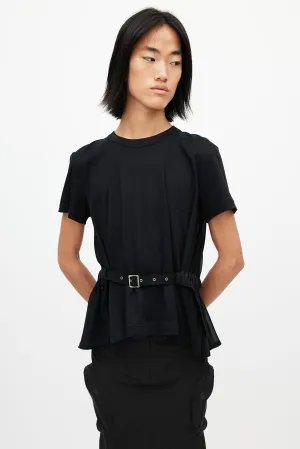 Black Sheer Belted T-Shirt