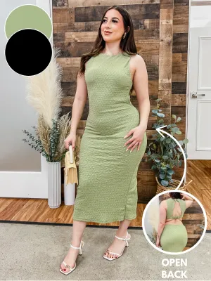 Cora Textured Open Back Midi Dress