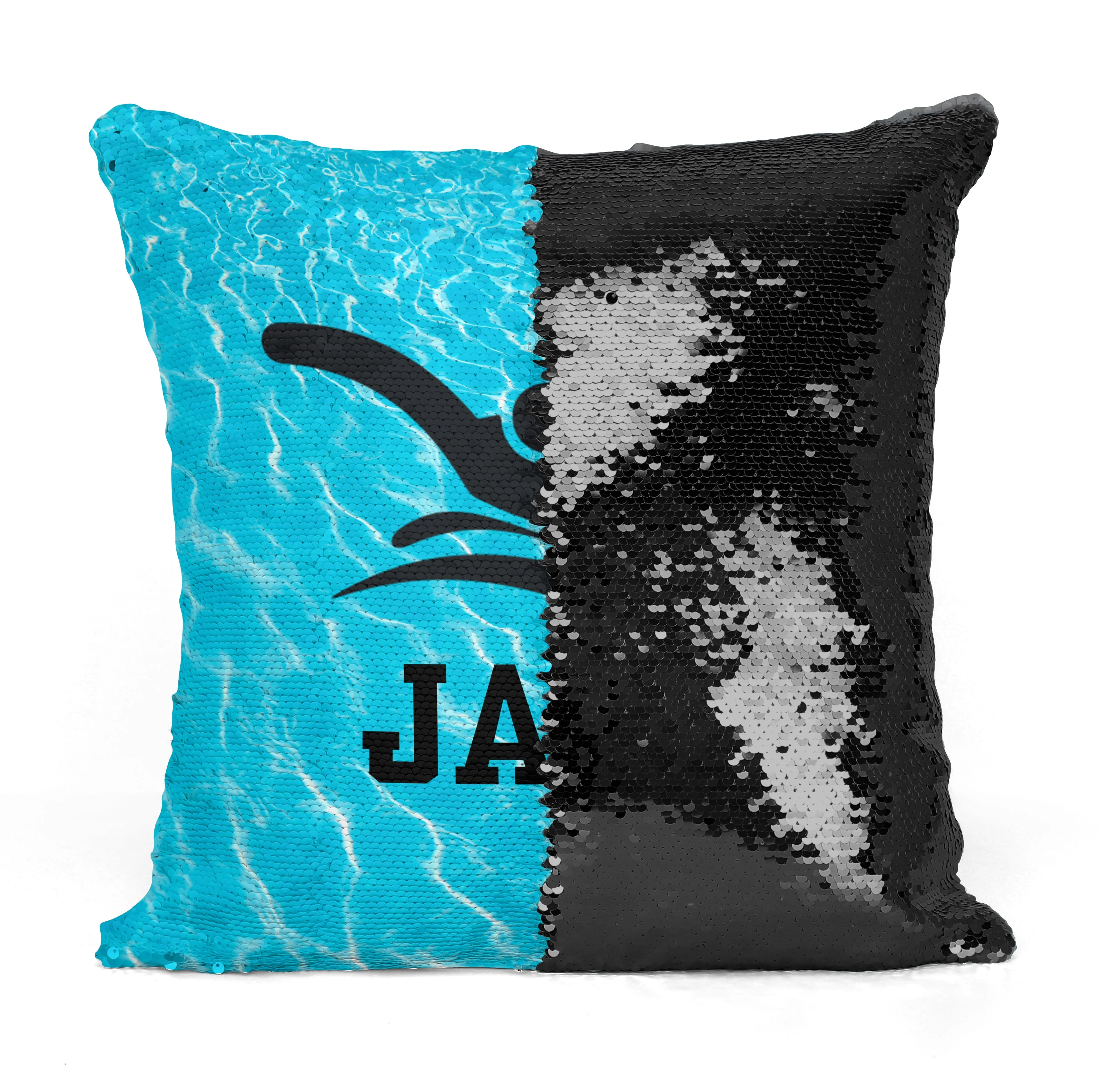 Custom Personalized SWIMMER BUTTERFLY Sequin Mermaid Flip Pillow