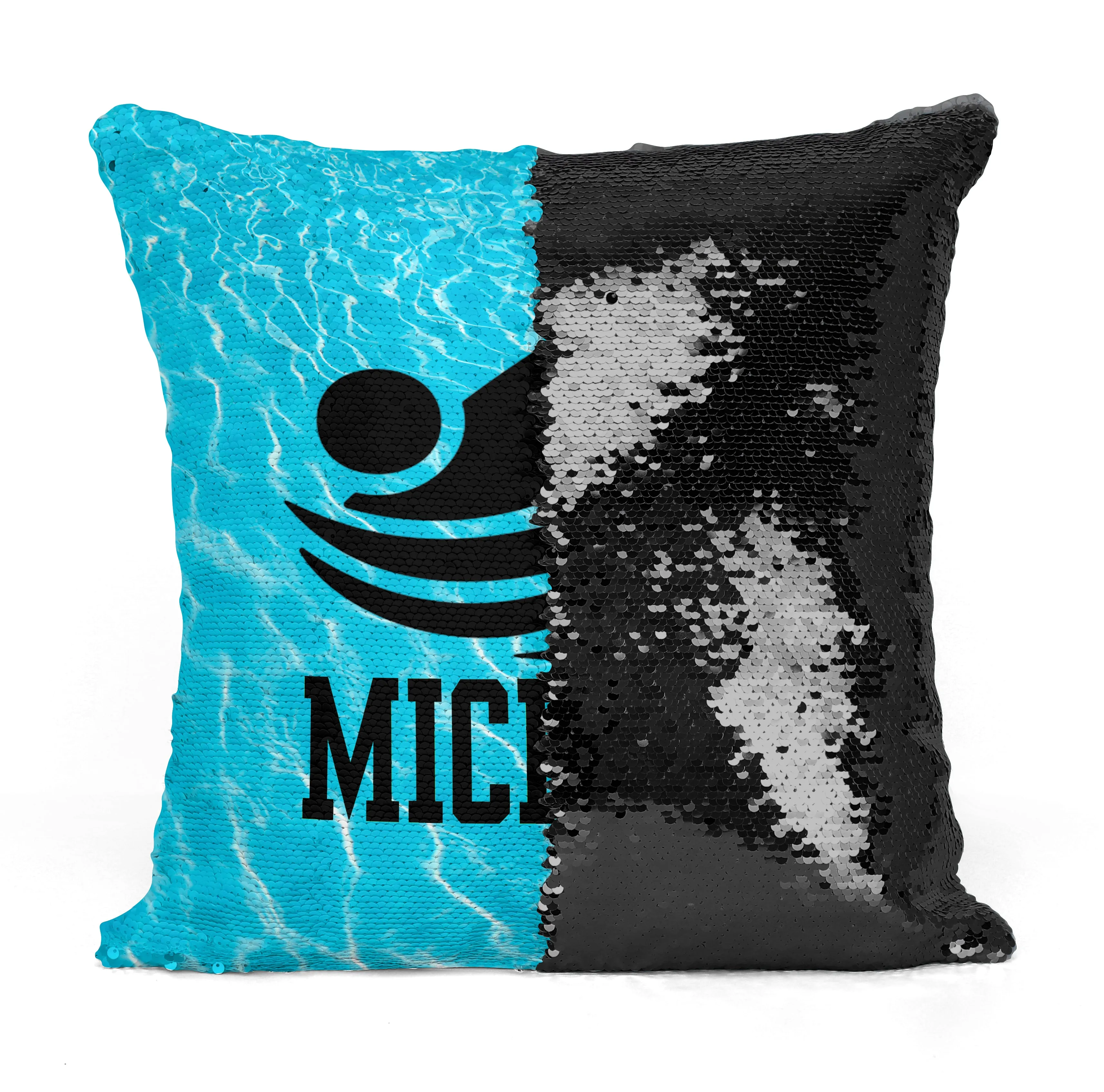 Custom Personalized SWIMMER FREESTYLE Sequin Mermaid Flip Pillow