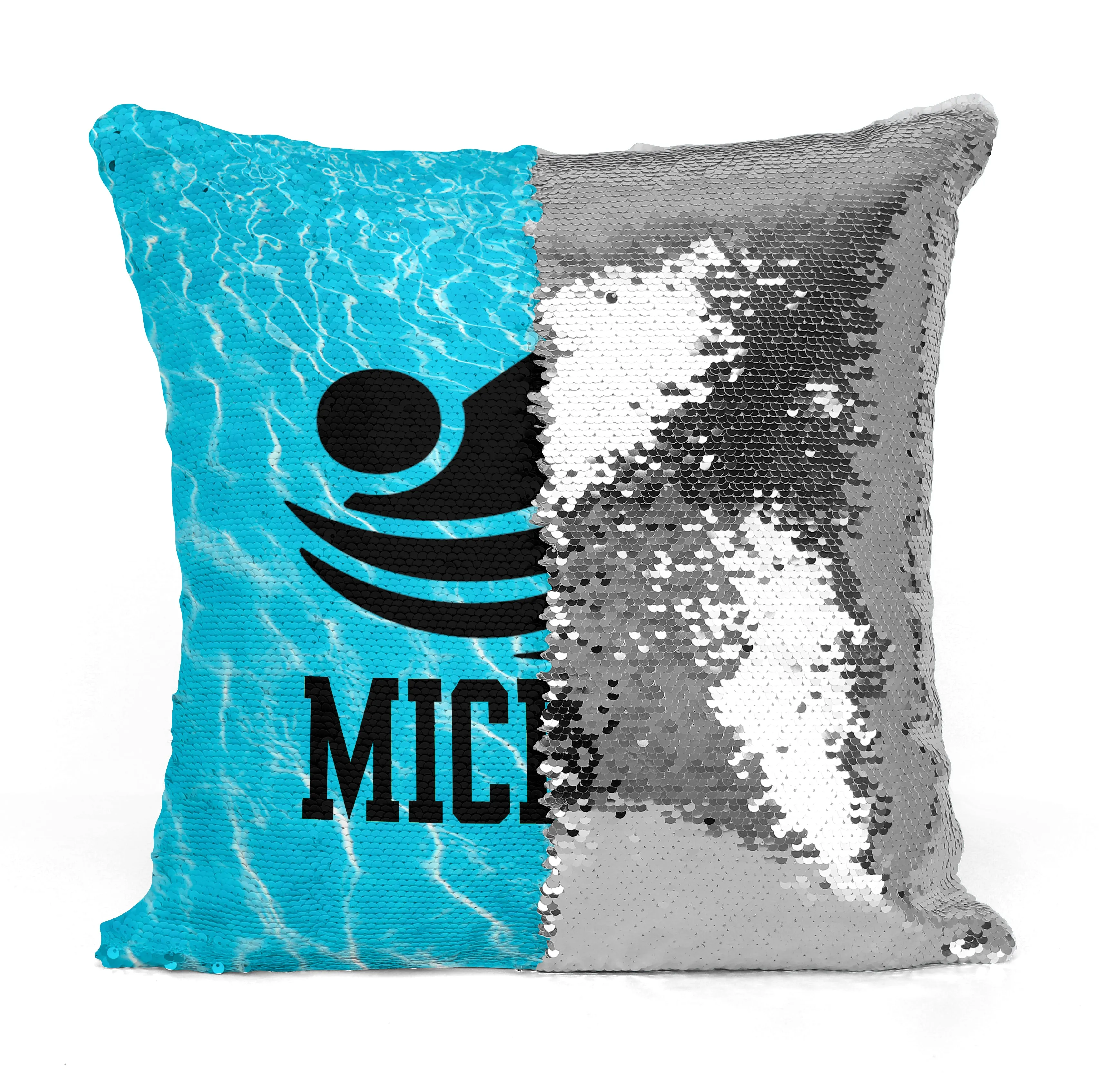 Custom Personalized SWIMMER FREESTYLE Sequin Mermaid Flip Pillow