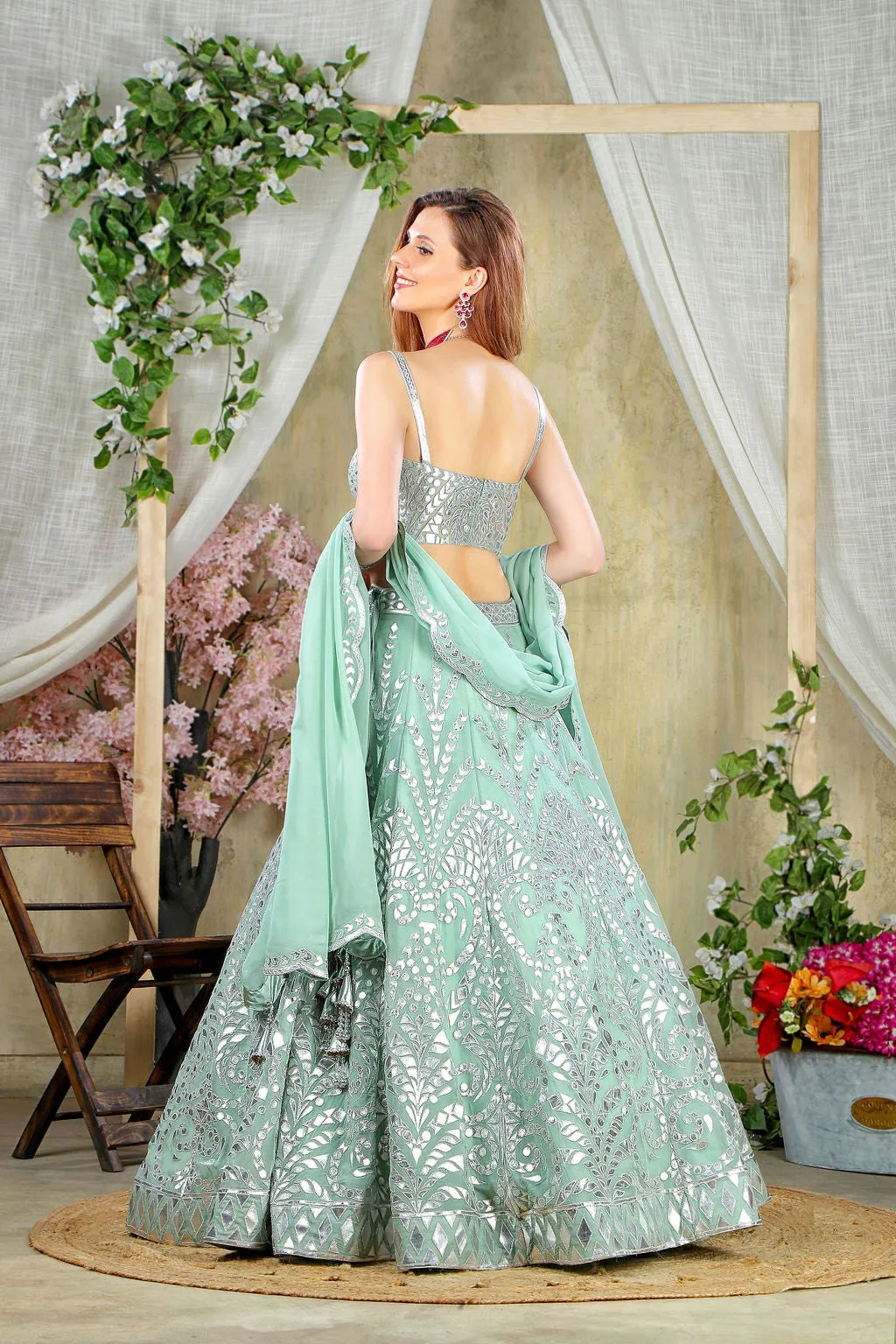 Mint Embroidered top and skirt