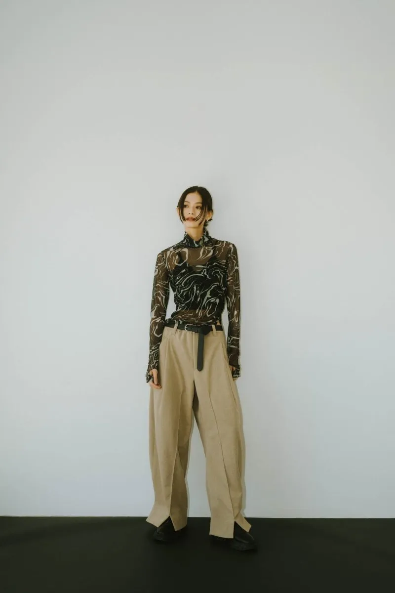 paint sheer high neck tops/4color