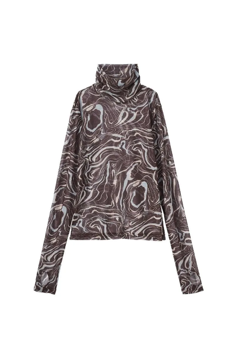 paint sheer high neck tops/4color