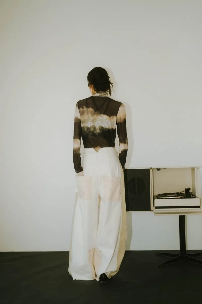 paint sheer high neck tops/4color
