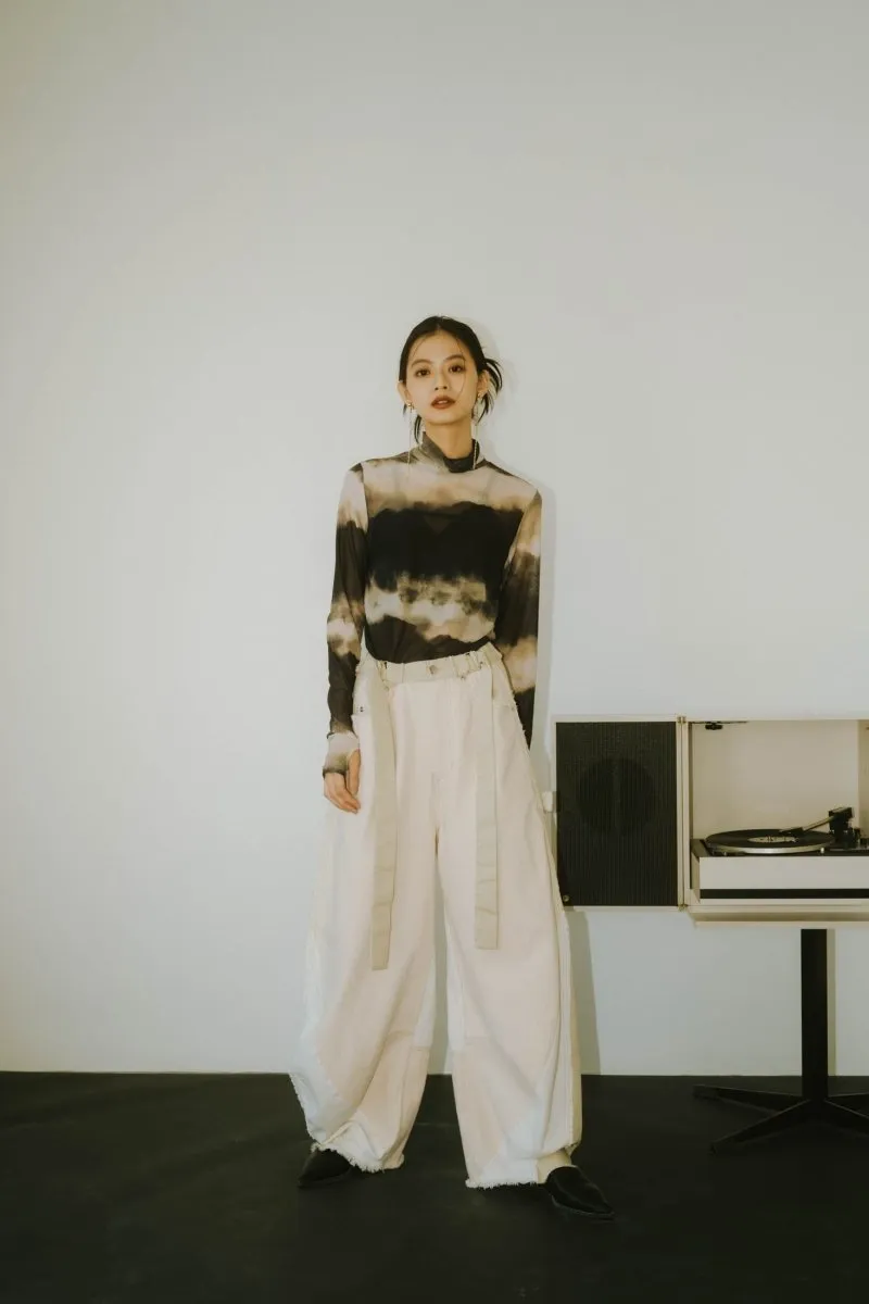 paint sheer high neck tops/4color