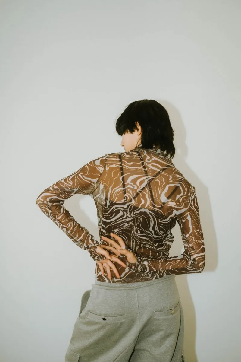paint sheer high neck tops/4color