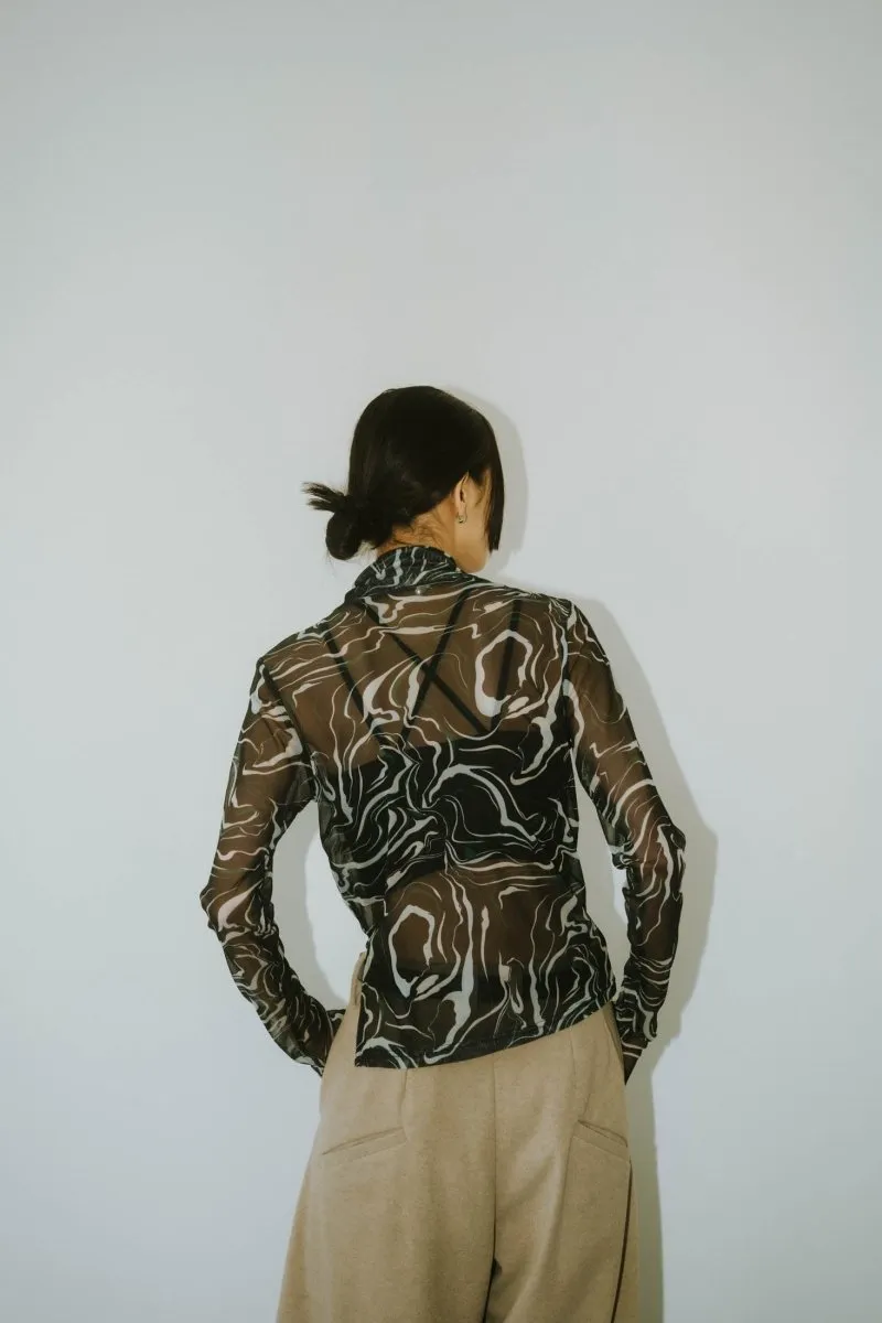 paint sheer high neck tops/4color
