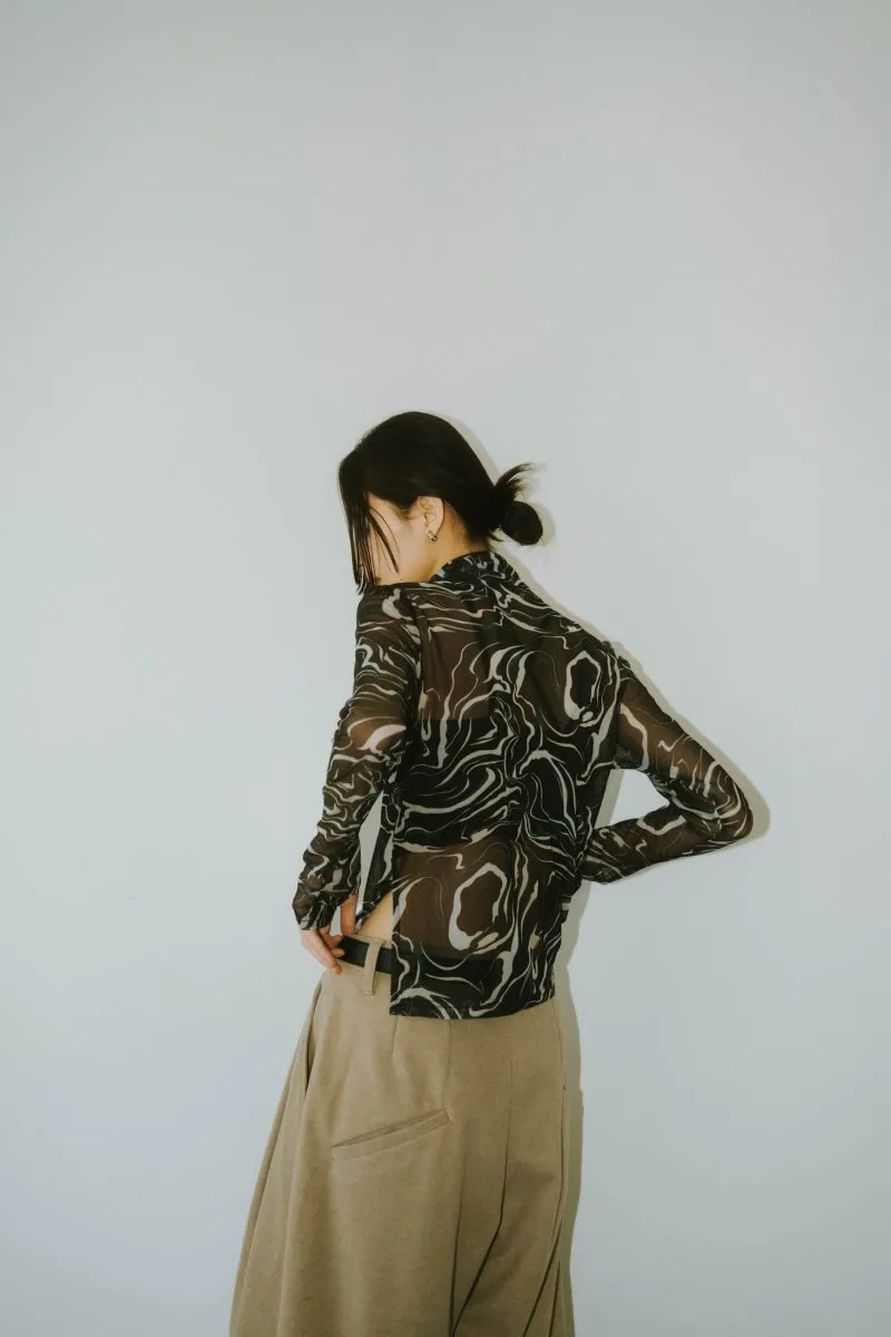 paint sheer high neck tops/4color