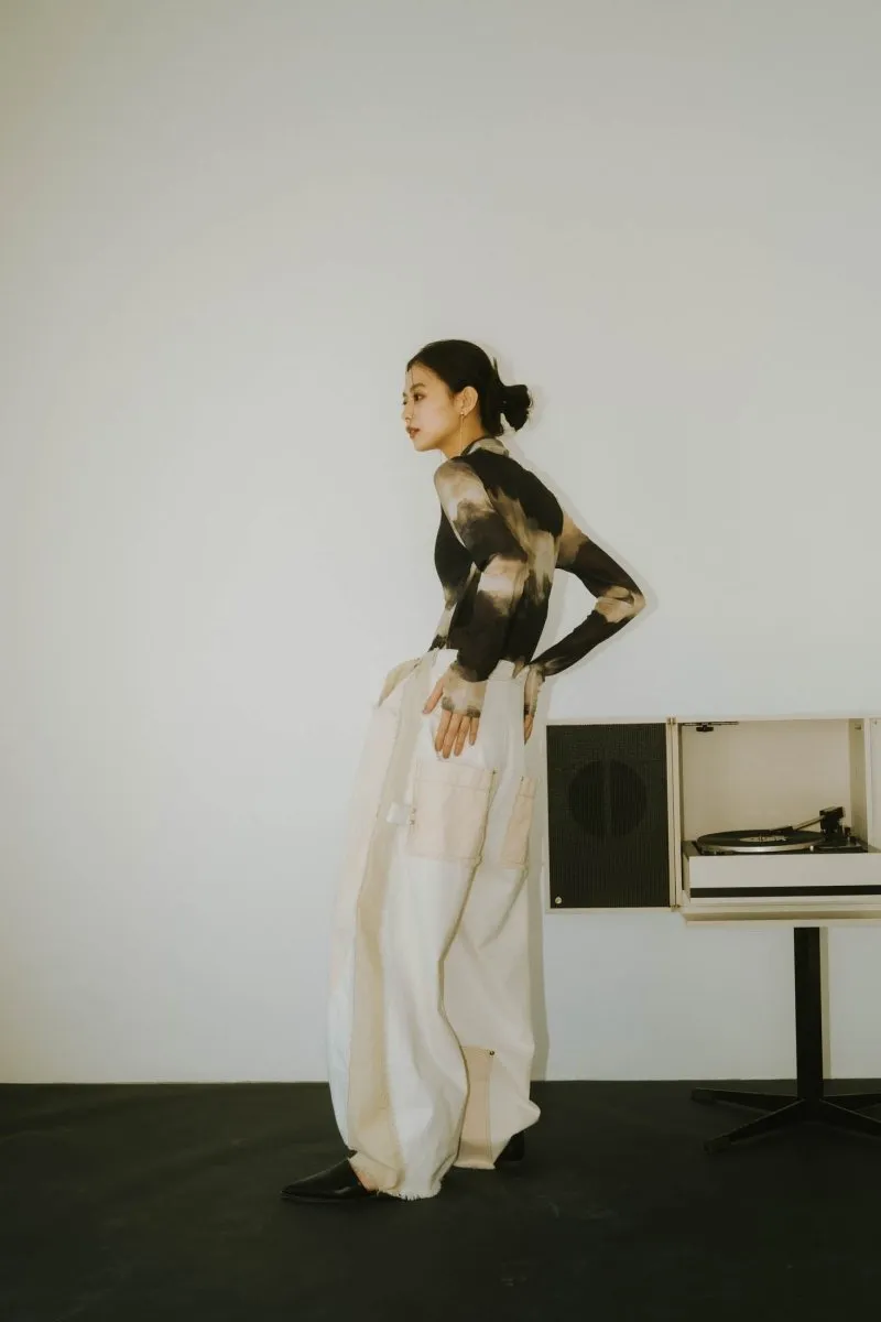 paint sheer high neck tops/4color