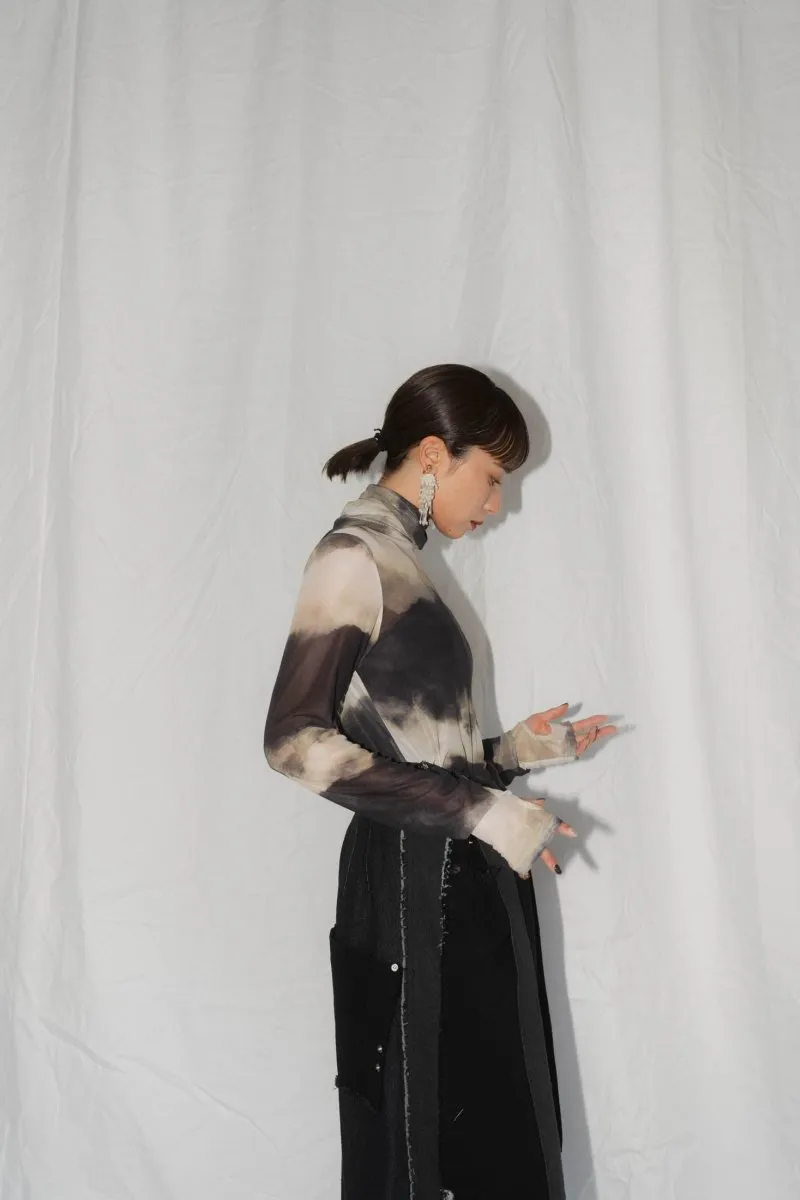 paint sheer high neck tops/4color