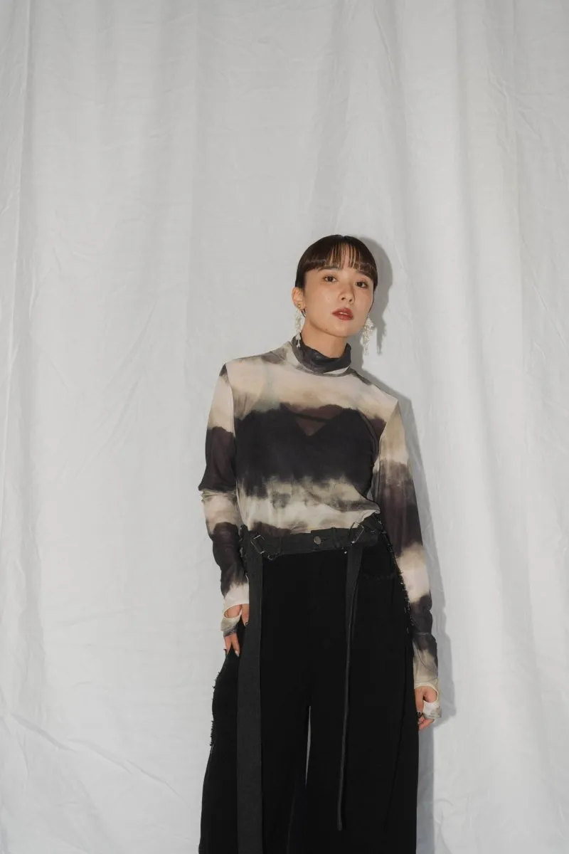 paint sheer high neck tops/4color