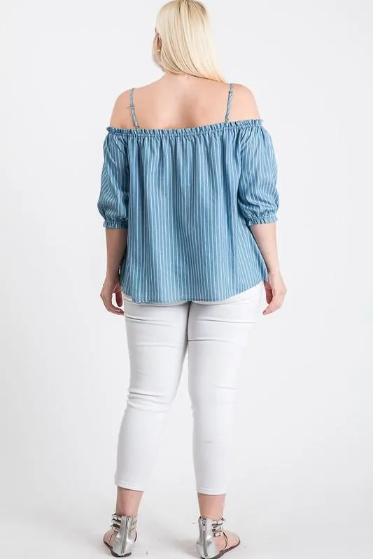 Simple But Cute Denim Off-shoulder Top
