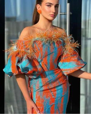 Violeta Multicolour Off-Shoulder Evening Dress