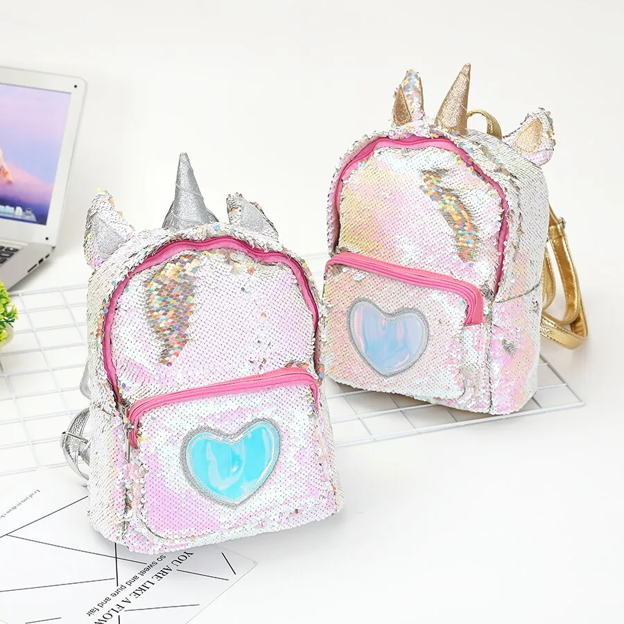 White Sequin Unicorn Backpack